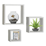 Set 3 Repisas Cubos  Flotantes Decoración Moderna Negro Mate