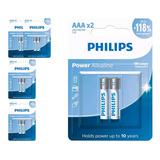 10 Pilhas Alcalinas Aaa Philips  (5  Cart)