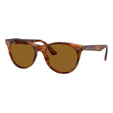 Anteojos De Sol Ray-ban Wayfarer Ii Classic Small Con Marco De Acetato Color Gloss Striped Havana, Lente Brown Clásica, Varilla Gloss Striped Havana De Acetato - Rb2185