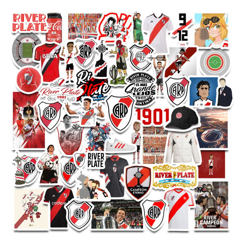 55 Pack Stickers River Plate Vinilo Calcos Impermeables Opp 
