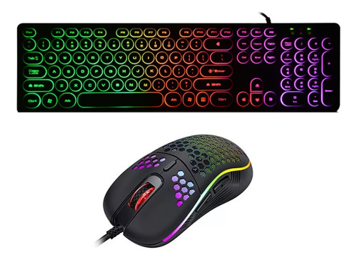 Combo Teclado Y Mouse T98 Gamer Led Rgb Imice Pc  Negro