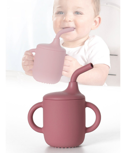 180 Ml Silicona Taza Bebés Niños Popote Aprender Tomar En