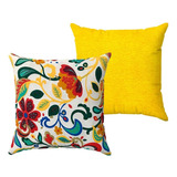 Kit 2 Almofadas Decorativas Grande 60x60 Floral Amarelo Luxo