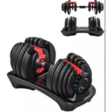 Dumbell Halter Ajustavel 24kg Treino Cor Preto E Vermelho