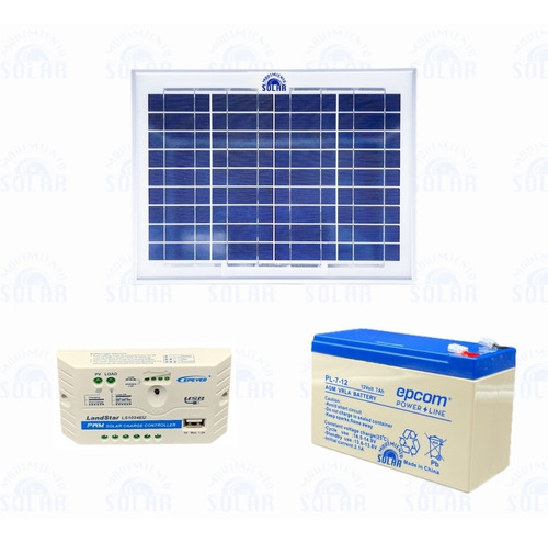 Kit Panel Solar 10w 12v Policristalino Con Bateria Y Control