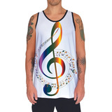 Camiseta Regata Notas Musicais Musica Som Clave Sol Fa Do 8