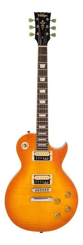 Guitarra Elétrica Vintage Reissued Series V100t De  Mogno Flamed Thru Honeyburst Com Diapasão De Lignum Rosa