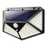 Kit 2 Luminária Solar Parede 40 Led Jardim Sensor Presença Cor Preto