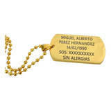 Placa Militar Dorada Grabada Personalizada Acero Inoxidable