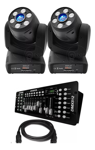 2x Moving Head Spot Led 60w 8 Cores Prisma Wash 6x12 + Mesa