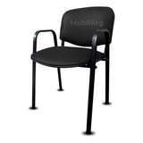 Silla De Escritorio Mobilarg Fixed Lisy Tapizada C/b 120 Kg  Tela Negra