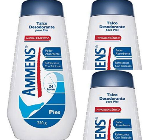 3 Talcos Desodorante Para Pies, Ammens 250g. 