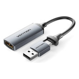 Adaptador Vídeo Hdmi Hembra A Usb + Usb C 1080p 60hz Vention