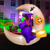 Inflable De Halloween Bruja Con Luz Led Decorativo Exterior