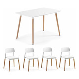 Juego De Comedor Mesa Eames 140 X 80 + 6 Sillas Milan Color Blanco