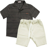 Camisa Infantil Social Masculina Com Shorts 02 Ao 08