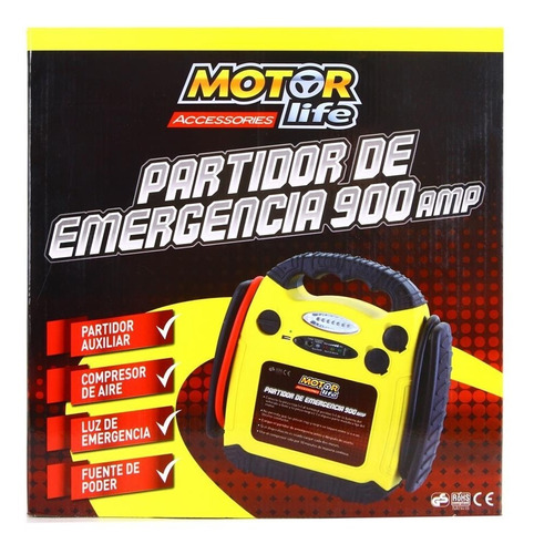 Partidor De Batería 4 En 1 900ah Motorlife Compresor Luz Mas