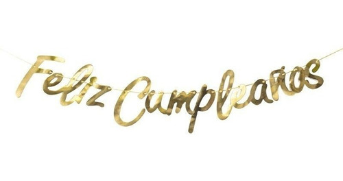 Cartel Feliz Cumpleaños Banner Cursiva Rose Plata Dorado