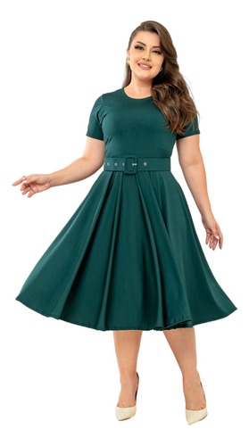 Vestido Godê Moda Plus Size Brinde Cinto