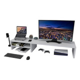 Suporte Base Dois Monitor Gamer Home Office 90x20x15 Branco