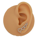 Brinco De Aço Cirúrgico Ear Cuff Corações Brl 399brl