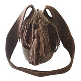 Mochila/bolso Artesanal Café Oscuro Tira Wayuu Envio Gratis