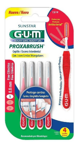 Cepillo Interdental Gum Proxabrush 1314 Fino Cilíndrico 4 U