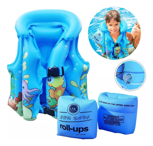 Chaleco Salvavidas Niños  Inflable Y Brazo Set