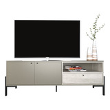 Rack Modular Mesa Tv Led Moderno Patas Hierro Metal Wood Color Gris Nevado