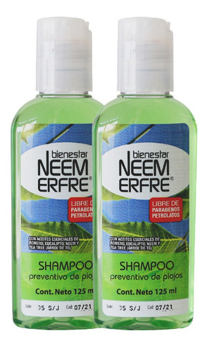 Paq 2 Shampoo Repelente De Piojos Neem-bienestar Neem Erfre