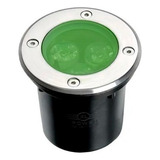 Spot Led Balizador 3w Verde Blindado Embutir Piso Chão Grama Cúpula Preto Estrutura Cromado