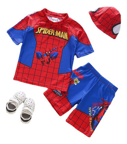 Traje De Baño Y Gorra De Spider Man Para Niños