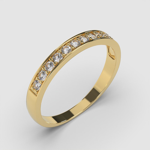 Anillo Solitario Oro Amarillo 18k Modelo Cintillo Canal 