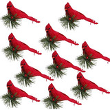 10 Paquetes De Aves Cardenales Rojas Artificiales Clip ...