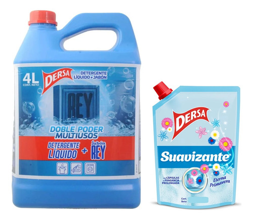 Detergente Liquido Dersa 4 Lt Jabon Rey + Suavizante 400 Ml 