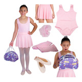 Conjunto Roupa De Ballet Bale Com Bolsa Infantil Bailarina