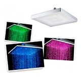 Regadera Luz Led Tipo Lluvia Cromado Cuadrado 20x20