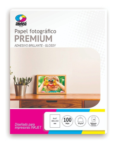 5 Packs Papel Adhesivo Fotográfico Glossy 4x6 90gr 500 Hojas