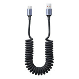 Cable Espiral Ugreen De 100 W, Usb 3.0 A Usb-c 6a, Nailon, 1,5 M, Color Negro