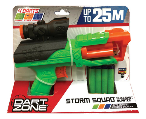 Dart Zone 61086 Pistola Storm Squad 21cm 4tiro Rotativa Arma