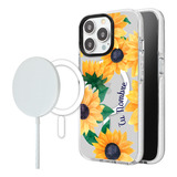 Funda Para iPhone Magsafe Mujer Girasoles Tu Nombre