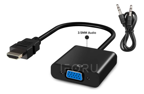 Cable Convertidor Hdmi A Vga Adaptador Con Auxiliar 3.5mm Para Audio