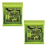 Jogo De Cordas Guitarra 010 Ernie Ball Regular Slinky 2 Pack