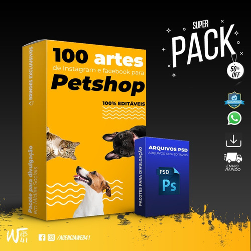 Pack 100 Artes Para Petshop -  Photoshop