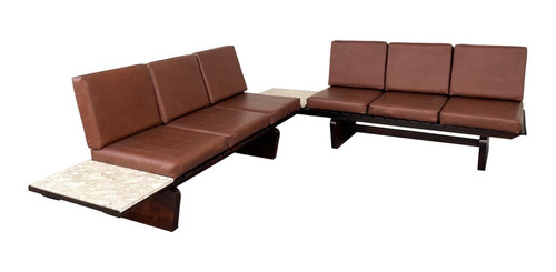 Antigo Sofa Banco Ripado Em L Design Anos 60