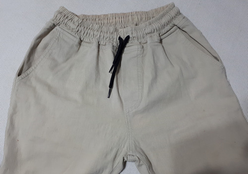 Pantalón Cargo Hombre Gabardina Elástico Cintura Y Puños T46