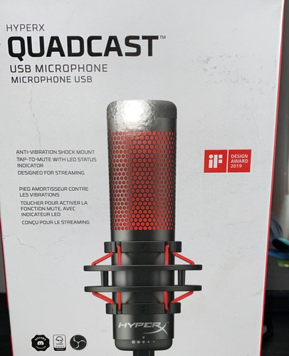 Micrófono Hyperx Quadcast Condensador Multipatrón Negro