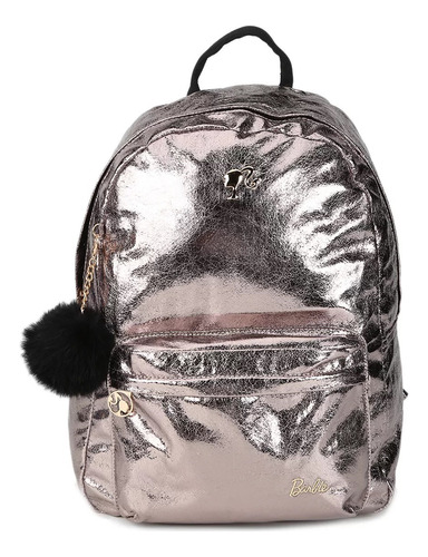 Mochila Escolar Infantil Luxcel Barbie Cobre Metalizada