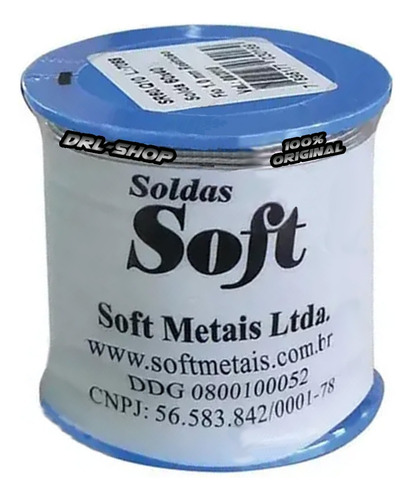 Solda Estanho 60x40 1mm C/ Fluxo Ra (t2) Rolo 500g Azul