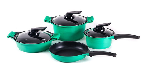 Batería Cocina Roichen Juego 7 Piezas Menta Premium